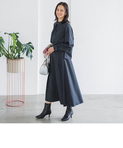 ウールブレンドストレッチフレアスカート≪セットアップ対応/手洗い可能≫