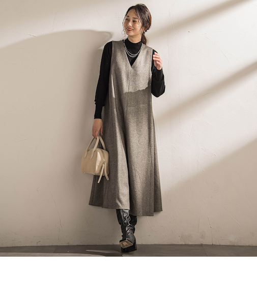 ラメシックツイードワンピース≪洗える≫