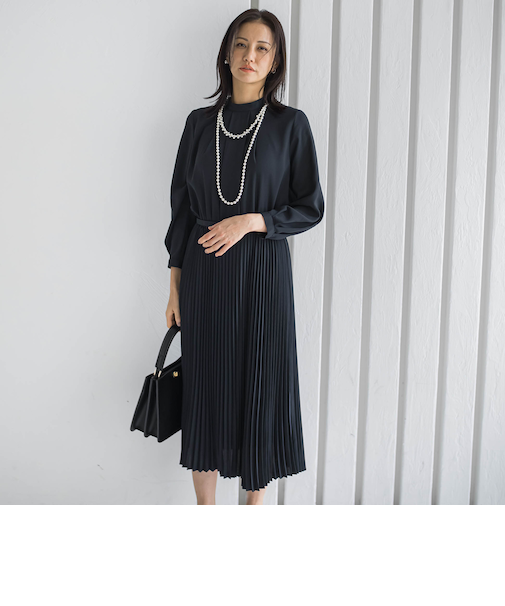 【WEB限定 13号】ボウタイフォーマルワンピース≪洗える≫