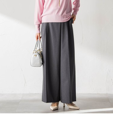 ソフィーツイルストレッチワイドパンツ ≪洗える≫