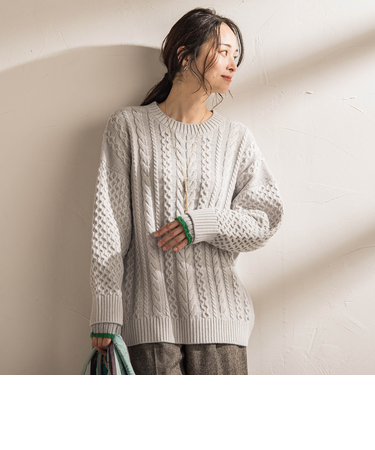 【WEB限定】ケーブル柄編みニット≪洗える≫