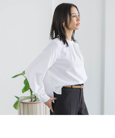 ウールブレンドストレッチブラウス≪セットアップ対応/手洗い可能≫