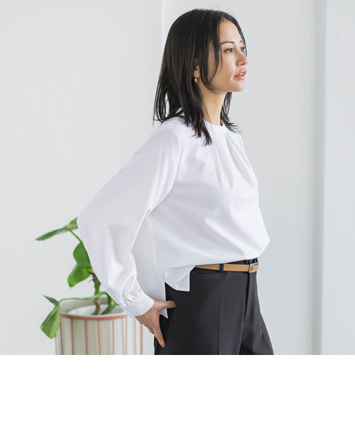 ウールブレンドストレッチブラウス≪セットアップ対応/手洗い可能≫