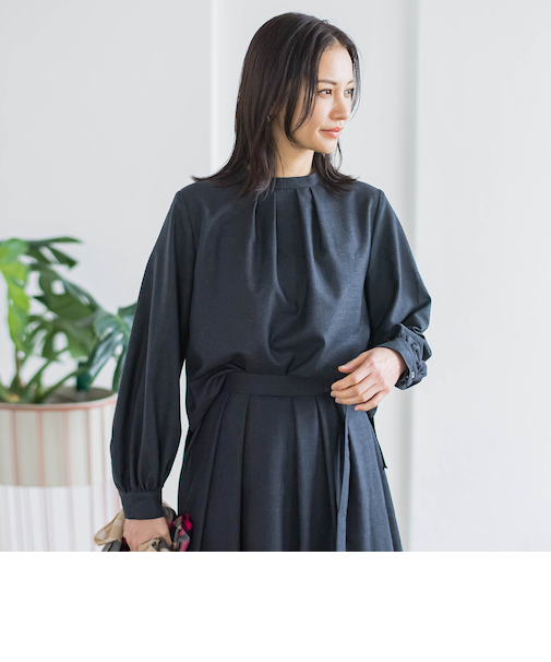 ウールブレンドストレッチブラウス≪セットアップ対応/手洗い可能≫