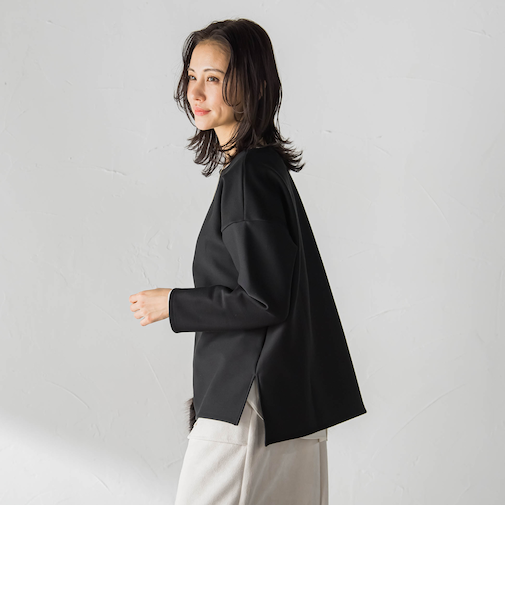 【WEB限定】裏毛布クルーネックプルオーバー≪毛玉防止・ストレッチ≫