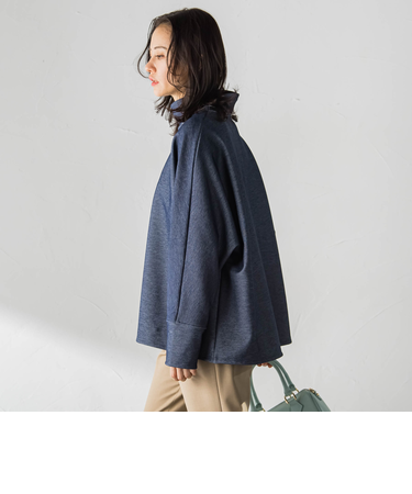 【WEB限定】裏毛布スタンドネックプルオーバー≪毛玉防止・ストレッチ≫