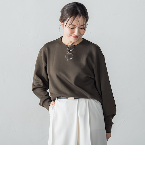 【WEB限定】《暖色美》裏起毛クルーネックトップス≪手洗い≫
