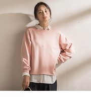 【WEB限定】《暖色美》裏起毛クルーネックトップス≪手洗い≫