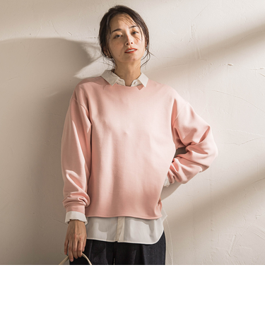 【WEB限定】《暖色美》裏起毛クルーネックトップス≪手洗い≫