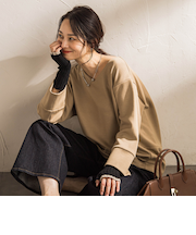 【WEB限定】《暖色美》裏起毛Vネックトップス≪手洗い≫