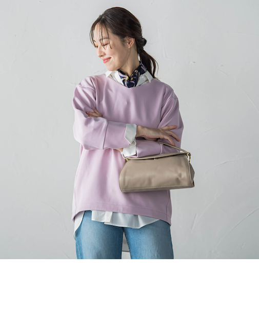 【WEB限定】《暖色美》裏起毛Vネックトップス≪手洗い≫