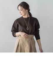 配色クルーネックニット≪洗える≫