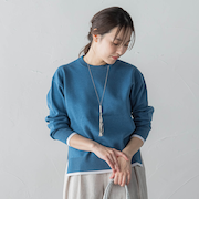 配色クルーネックニット≪洗える≫