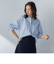 コットンポプリンストライプシャツ