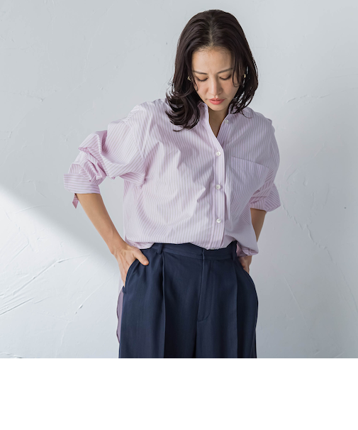 コットンポプリンストライプシャツ