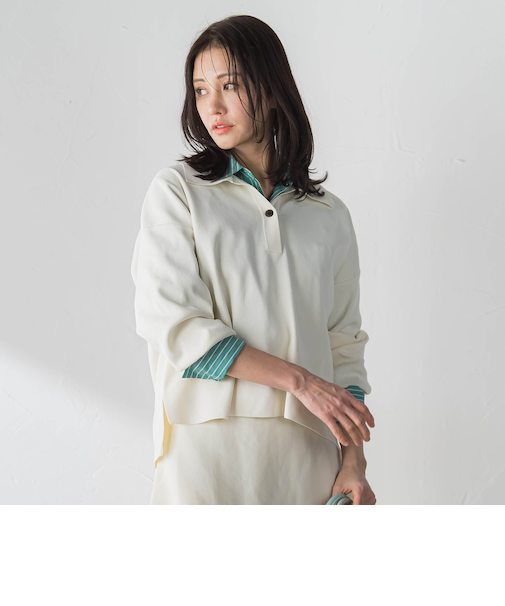 襟付きスキッパーニットプルオーバー