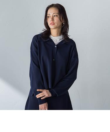 襟付きスキッパーニットプルオーバー