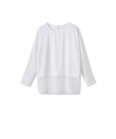 裾レースジョーゼットブラウス