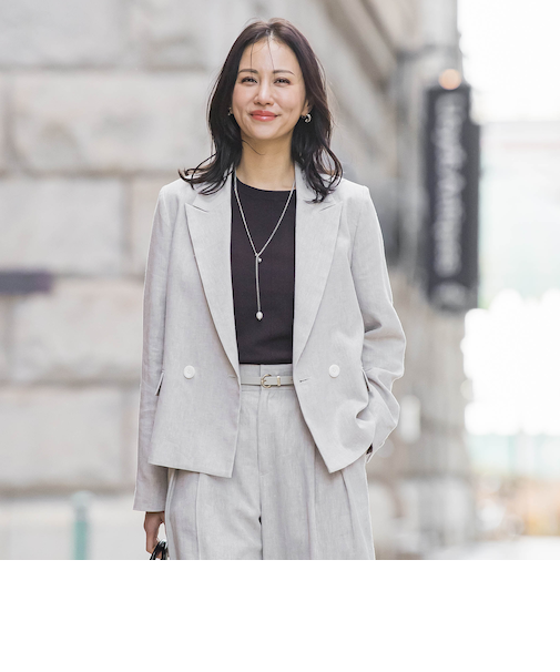 クラシックポリリネンヘリンボンジャケット≪手洗い≫