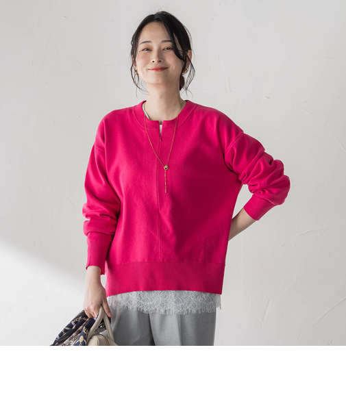 【WEB限定】お肌にやさしいファスナーニット≪手洗い≫