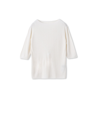 シルクコンリブ5分袖プルオーバー