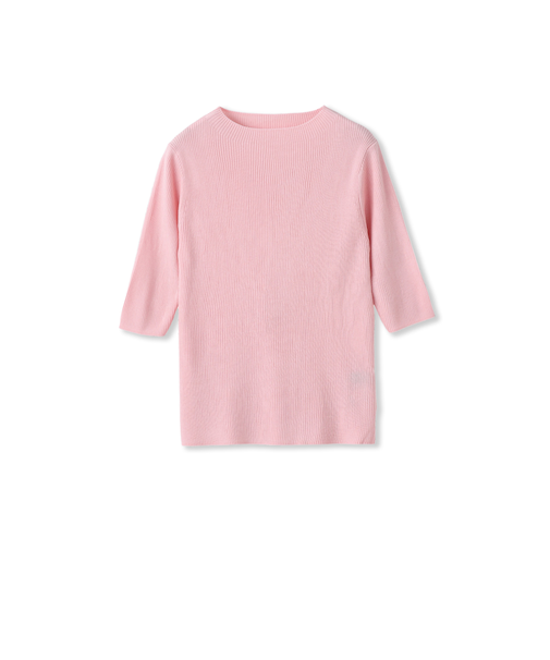 シルクコンリブ5分袖プルオーバー