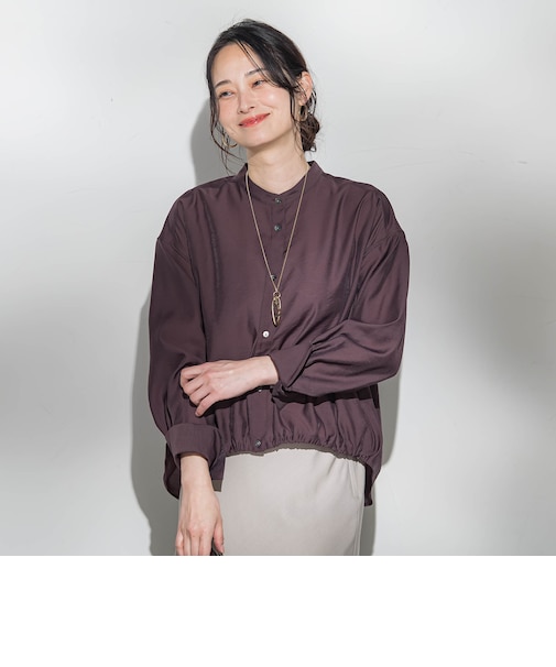 シアーバンドカラーブラウス≪洗える≫