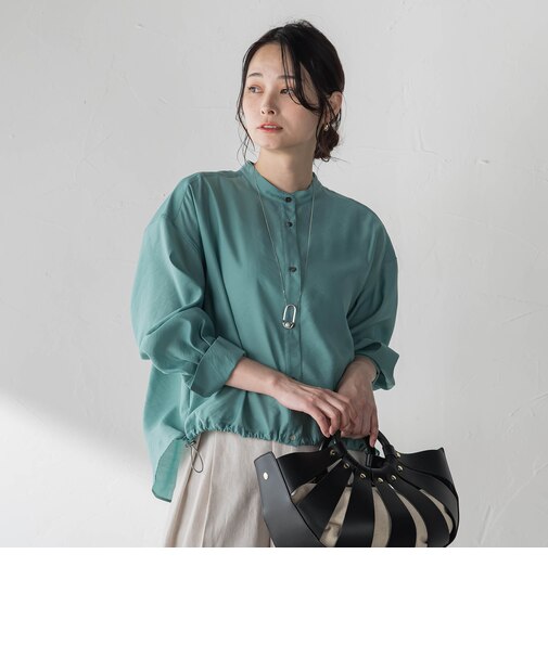 シアーバンドカラーブラウス≪洗える≫