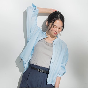 シアーバンドカラーブラウス≪洗える≫