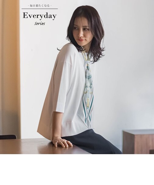 クルーネック五分袖ニット≪WEB限定サイズ11号/WEB限定カラーあり/洗える≫