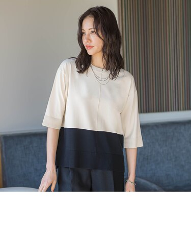 クルーネック五分袖ニット≪WEB限定サイズ11号/WEB限定カラーあり/洗える≫