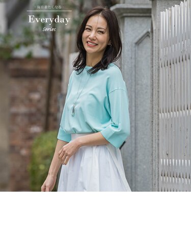 クルーネック五分袖ニット≪WEB限定サイズ11号/WEB限定カラーあり/洗える≫