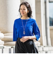 クルーネック五分袖ニット≪WEB限定サイズ11号/WEB限定カラーあり/洗える≫