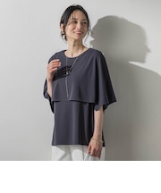 ケープ風カットジョーゼットプルオーバー