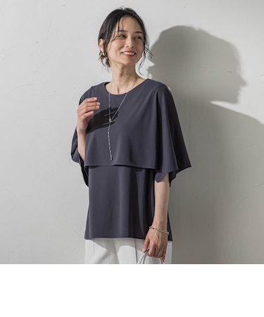 ケープ風カットジョーゼットプルオーバー