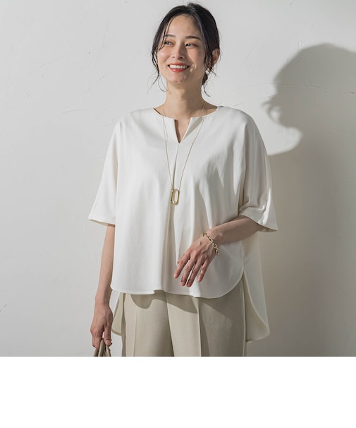 【WEB限定】≪夏の体型カバーに≫タックフレアカットソー