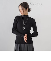 【Skinea】≪着るスキンケア≫リブハイネックニット