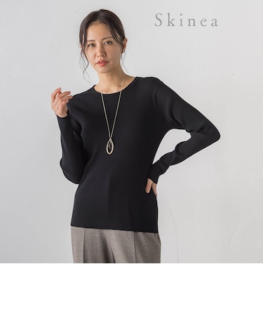 【Skinea】≪着るスキンケア≫リブクルーネックニット