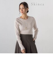 【Skinea】≪着るスキンケア≫リブクルーネックニット