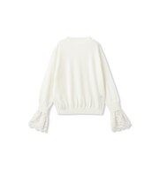 袖口レースドッキングニット