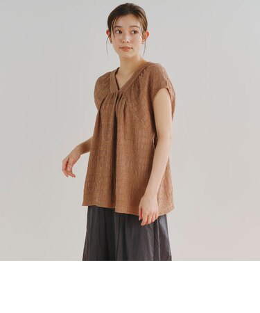 シャーリングボーダーブラウス≪手洗い可能≫