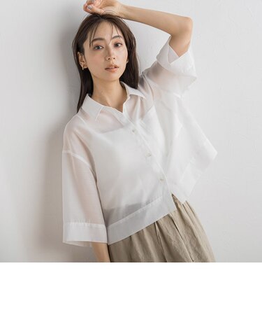 さらさらシアークロップドシャツ≪洗濯機で洗える≫