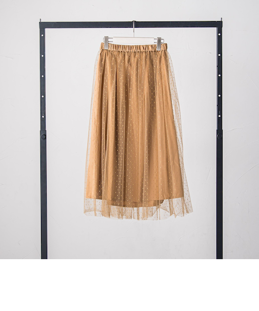 ラメ刺繍チュールスカート