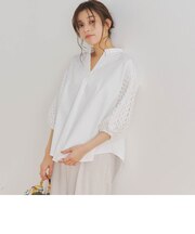 袖レーススキッパーブラウス≪手洗い可能≫