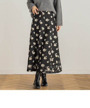 メタルフラワージャガードスカート≪手洗い可能≫