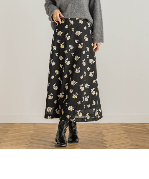 メタルフラワージャガードスカート≪手洗い可能≫