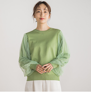 【WEB限定】重ねチュールニット≪手洗い可能≫