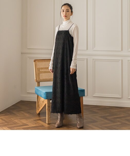 ハウンドトゥースカットジャガードワンピース≪洗濯機で洗える≫