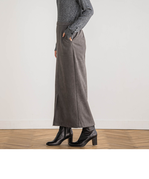 ストレッチスエードスカート≪洗濯機で洗える≫
