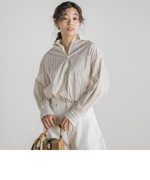 ドロストクロップドシャツ≪洗濯機で洗える≫